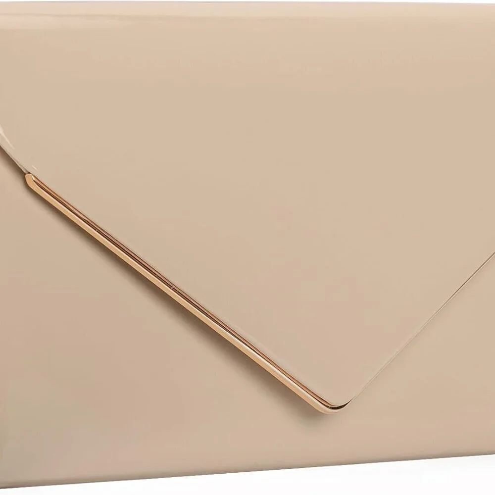 Women's Clutch Bag Faux Patent Leather Satin Lined Night Out Party Purse